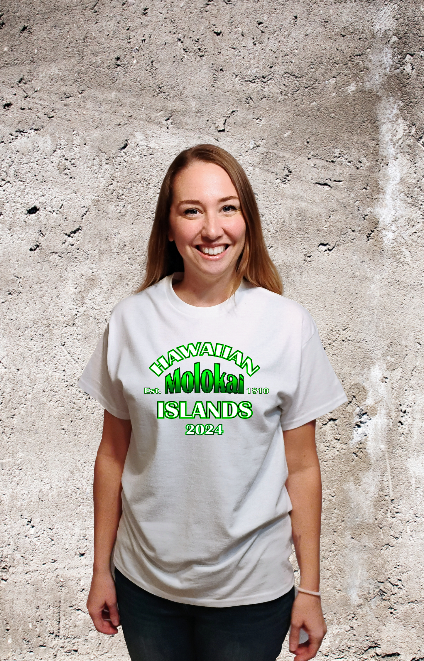 Hawaiian T Shirt - Molokai Green on Ash Grey