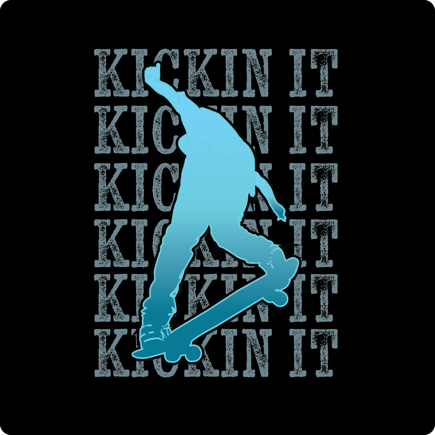 Urban Street Wear - Skateboarder Kickin' It Turquoise