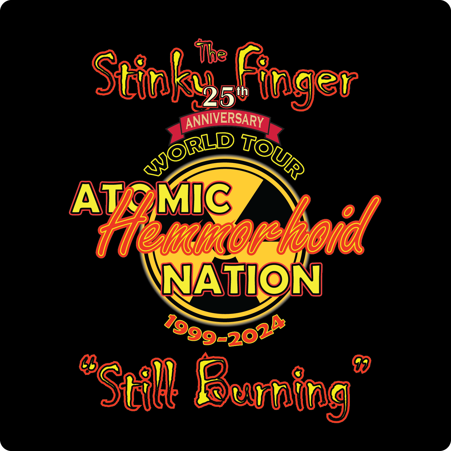 Vintage Rock Tees - Atomic Hemorrhoid Nation 25th Anniversary "Stinky Finger" World Tour