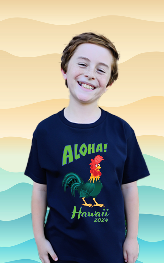 Hawaiian T Shirt - Aloha Rooster