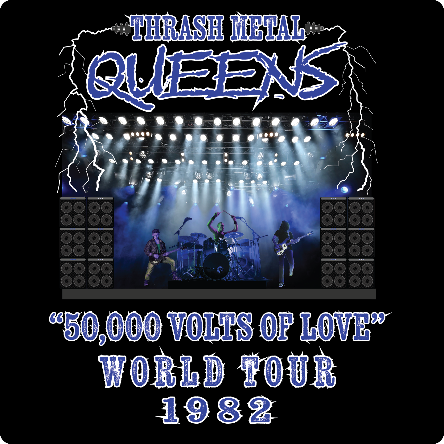 Vintage Rock Tees - Thrash Metal Queens, "50,000 Volts of Love" World Tour 1982.