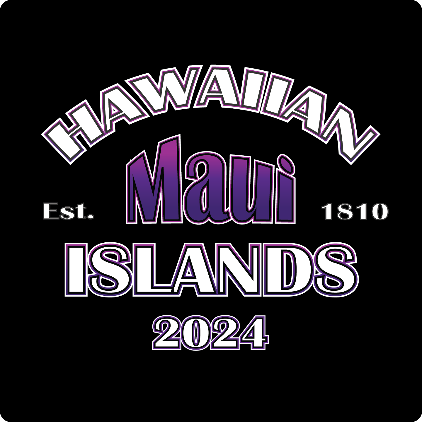 Hawaiian Island T Shirt - Maui Purple on Black