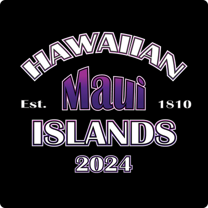 Hawaiian Island T Shirt - Maui Purple on Black